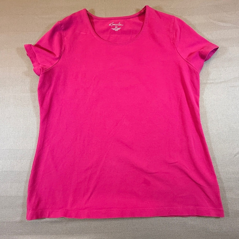 Kim Rogers Petite Pink Short Sleeve Scoop Neck T-Shirt PM Cotton Spandex 2477